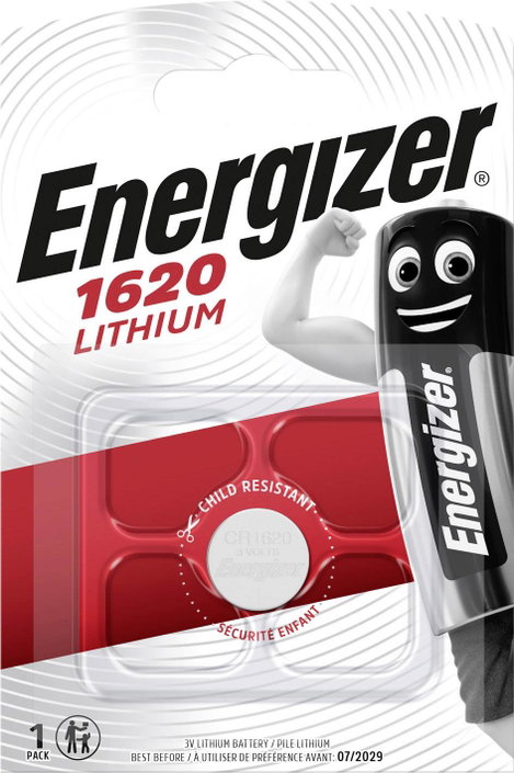 CR1620 lítium gombelem, 3 V, 79 mA, Energizer BR1620, DL1620, ECR1620, KCR1620, KL1620, KECR1620, LM