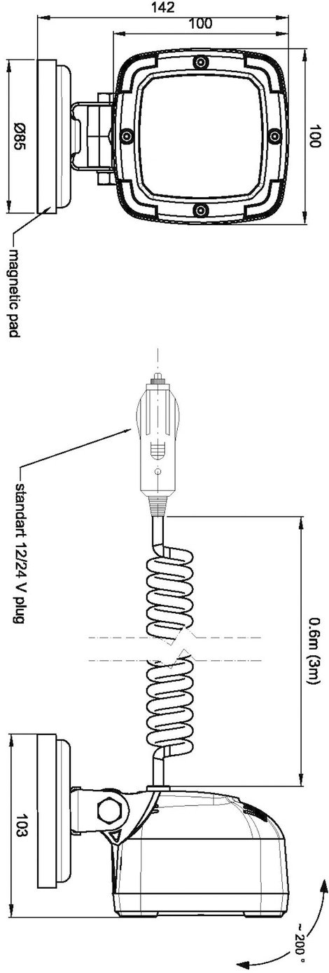 LED-es munkalámpa, fényszóró 15 W 12/24/36/48 V 100 x 165 x 75 mm 1300 lm, SecoRüt 7. kép