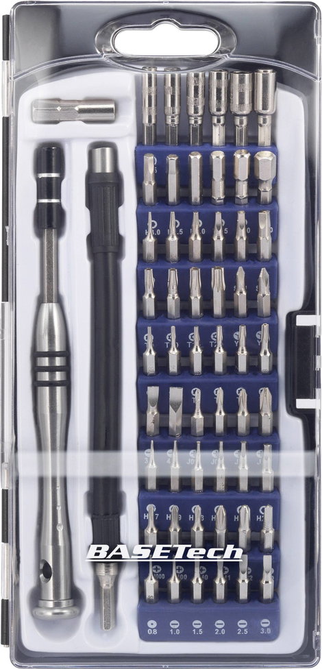 Multimédiás mikro BIT csavarhúzó készlet, telefon és laptop szereléshez 58 részes Basetech 1430586 2. kép