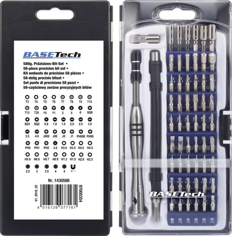 Multimédiás mikro BIT csavarhúzó készlet, telefon és laptop szereléshez 58 részes Basetech 1430586 4. kép