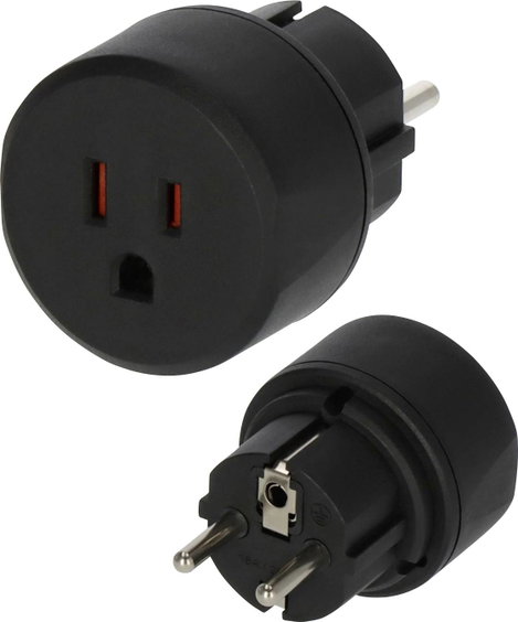 USA, Japán/magyar konnektor átalakító adapter, fekete, Brennenstuhl 1508520