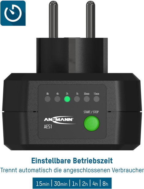 Konnektoros időkapcsoló óra, 2500W, min. 15 perc, IP20, Ansmann 5024063 7. kép