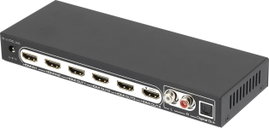 4 portos HDMI elosztó, audio csatlakozás, távirányító, 3648 x 2160 px, fekete, SpeaKa Professional