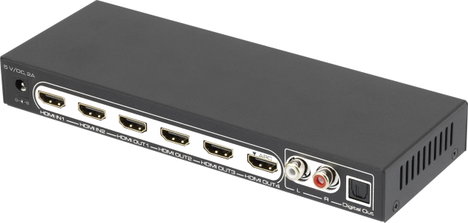 4 portos HDMI elosztó, audio csatlakozás, távirányító, 3648 x 2160 px, fekete, SpeaKa Professional