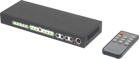 4 portos HDMI elosztó, audio csatlakozás, távirányító, 3648 x 2160 px, fekete, SpeaKa Professional 3. kép