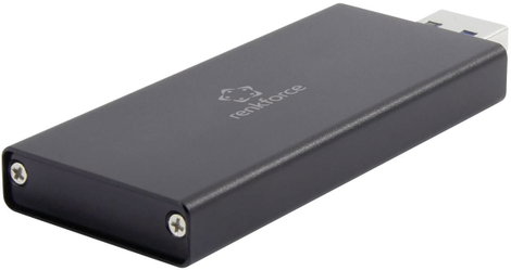 USB-s merevlemez ház M.2 SSD-hez, USB 3.0, alumínium, Renkforce U3-M2 3. kép