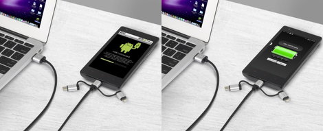 3 az 1-ben micro USB, Lightning, USB-C™ töltő- és adatkábel, 0,5 m, Renkforce 3. kép