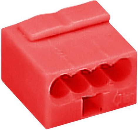 Mikró vezetékösszekötő 4 vezetékes, 0,6 - 0,8 mm² 6A, piros, 1 db, WAGO 243-804