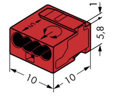 Mikró vezetékösszekötő 4 vezetékes, 0,6 - 0,8 mm² 6A, piros, 1 db, WAGO 243-804 2. kép