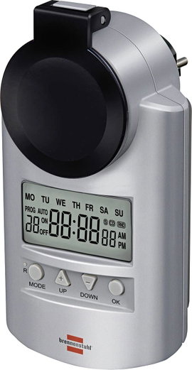 Kültéri digitális heti időkapcsoló óra konnektorba, 3680W, 20 program, IP44, Brennenstuhl 1507490