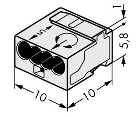 Mikró vezetékösszekötő 4 vezetékes, 0,6 - 0,8 mm² 6A, világosszürke, 1 db, WAGO 243-304 2. kép