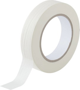 Krepp ragasztószalag, fehér, 50 m x 25 mm, kaucsuk, 1 tekercs, TOOLCRAFT