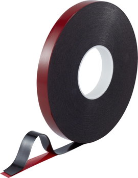 Kétoldalas ragasztószalag, piros/fekete, 30 m x 20 mm, akril, 1 tekercs, TOOLCRAFT