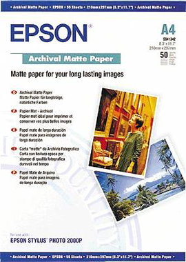 Fénykép papír Epson Archival Matte Paper C13S041342 DIN A4 192 g/m² 50 lap Matt