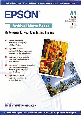 Fénykép papír Epson Archival Matte Paper C13S041342 DIN A4 192 g/m² 50 lap Matt