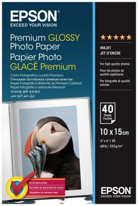 Fénykép papír Epson Premium Glossy Photo Paper C13S042153 10 x 15 cm 255 g/m² 40 lap Magasfényű