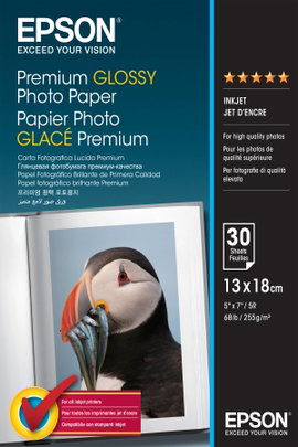 Fénykép papír Epson Premium Glossy Photo Paper C13S042154 13 x 18 cm 255 g/m² 30 lap Magasfényű
