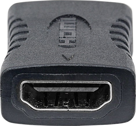 HDMI közösítő adapter, 1x HDMI aljzat - 1x HDMI aljzat, aranyozott, fekete, Manhattan 2. kép