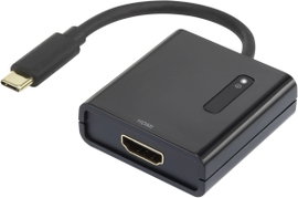USB - HDMI átalakító adapter, 1x USB C dugó - 1x HDMI aljzat, aranyozott, fekete, Renkforce