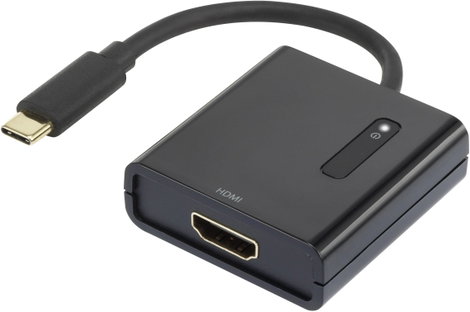 USB - HDMI átalakító adapter, 1x USB C dugó - 1x HDMI aljzat, aranyozott, fekete, Renkforce