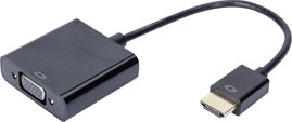 HDMI - VGA átalakító adapter, 1x HDMI dugó - 1x VGA aljzat, fekete, Digitus
