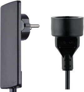 Lapos dugós hálózati hosszabbítókábel 1,5 m, fekete, HO5VV-F 3 G 1,5 mm², Schulte Elektrotechnik 151