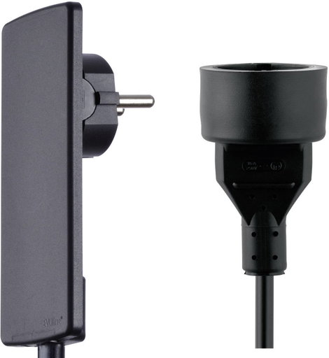 Lapos dugós hálózati hosszabbítókábel 1,5 m, fekete, HO5VV-F 3 G 1,5 mm², Schulte Elektrotechnik 151