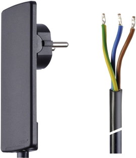 Lapos dugós hálózati csatlakoz, szerelhető vezetékkel 1,5 m fekete színű Schulte Elektrotechnik 1510