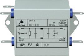 Zavarszűrő 250 V/AC 6 A 3.3 mH (H x Sz x Ma) 105 x 84 x 38.1 mm Epcos B84112B0000B060 1 db