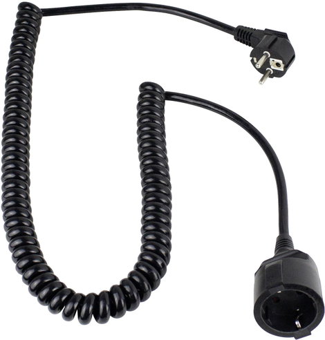 Hálózati spirálkábeles hosszabbítókábel, fekete, 2,5 m, HO5VV-F 3 G 1,5 mm², AS Schwabe 70410 2. kép