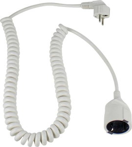 Hálózati spirálkábeles hosszabbítókábel, fehér, 2,5 m, HO5VV-F 3 G 1,5 mm², AS Schwabe 70412