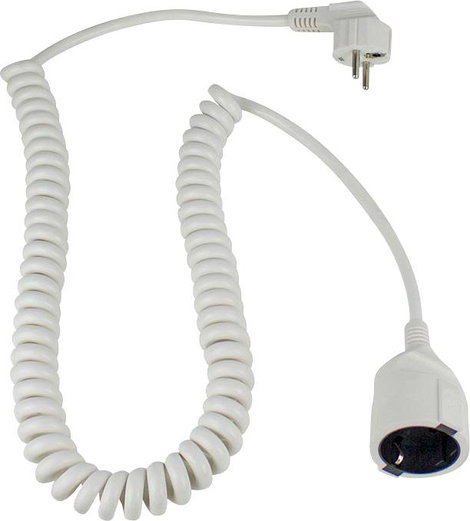 Hálózati spirálkábeles hosszabbítókábel, fehér, 2,5 m, HO5VV-F 3 G 1,5 mm², AS Schwabe 70412
