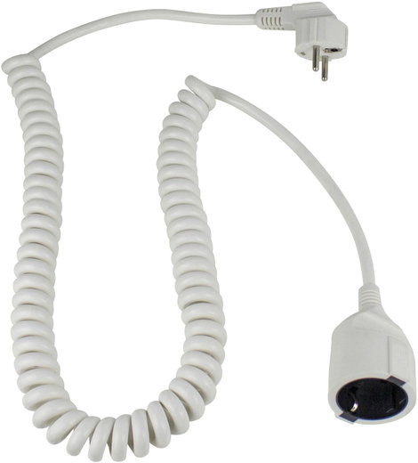 Hálózati spirálkábeles hosszabbítókábel, fehér, 2,5 m, HO5VV-F 3 G 1,5 mm², AS Schwabe 70412 2. kép