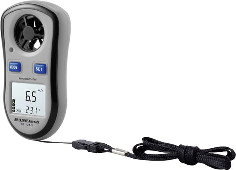 Szélmérő, légsebességmérő anemométer, hőmérő funkcióval 0,1 - 30 m/s-ig Basetech BS-10AN 2. kép