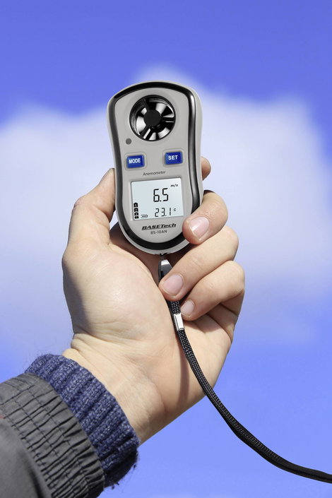 Szélmérő, légsebességmérő anemométer, hőmérő funkcióval 0,1 - 30 m/s-ig Basetech BS-10AN 3. kép