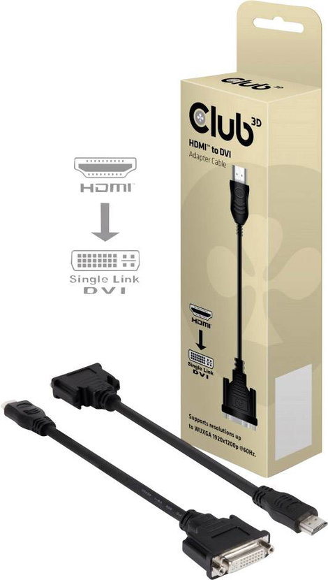 HDMI - DVI átalakító adapter, 1x HDMI dugó - 1x DVI aljzat 24+5 pól., fekete, club3D 5. kép