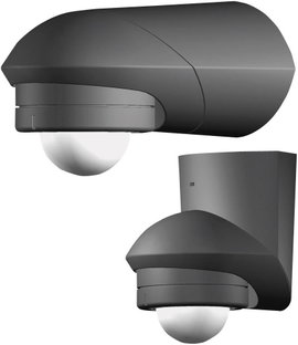 Fali/mennyezeti mozgásérzékelő, fekete, 360°, IP55, relés, Grothe 94535