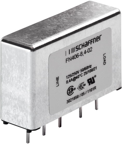 Zavarszűrő 250 V/AC 3 A 2.5 mH (H x Sz x Ma) 45 x 15 x 28 mm Schaffner FN 406-3-02 1 db