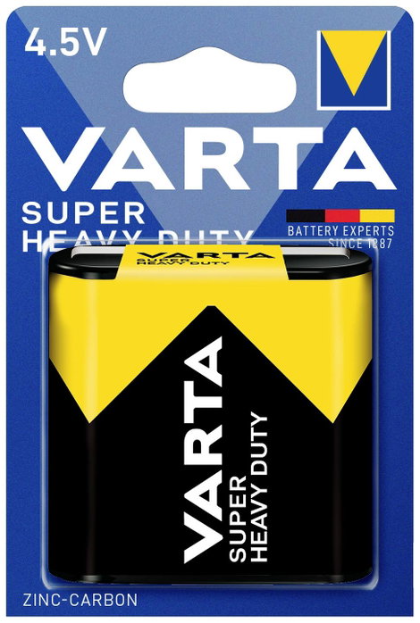 4,5V-os laposelem, cink-szén, 2700 mAh, Varta Superlife 3R12, 3LR12, 1203, V4912, MN1203, 312G, LR12 2. kép