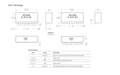 RECOM R-629.0P DC/DC feszültségváltó, nyák 9 V/DC 2 A 18 W Kimenetek száma: 1 x Tartalom, tartalmi e 2. kép