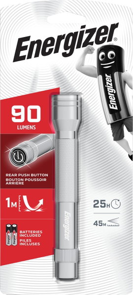 LED Kézilámpa, 5 Nichia LED-es 35 lm, 2db AA ceruzaelemmel, ezüst színű Energizer Metal Light 634041