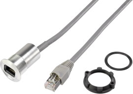 RJ56 kábel CAT5 8/8 alj/dugó, 150 cm, fekete, Tru Components