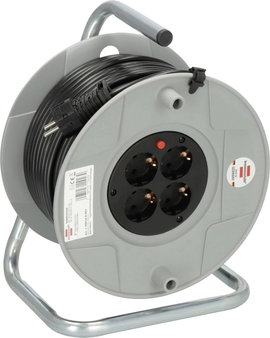 Kábeldob 50 m, fekete/szürke, 4 részes, H05VV-F 3 G 1,5 mm², 230V