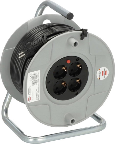 Kábeldob 50 m, fekete/szürke, 4 részes, H05VV-F 3 G 1,5 mm², 230V