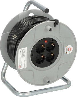 Kábeldob 50 m, fekete/szürke, 4 részes, H05VV-F 3 G 1,5 mm², 230V