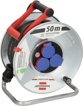 Kábeldob 50 m, IP44, szürke/fekete, 3 részes, H05RR-F 3 G 1,5 mm², 230V, Brennenstuhl 1198530