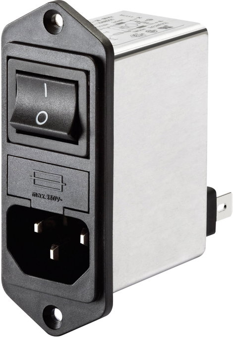 Hálózati szűrő kapcsolóval, hidegkészülék aljjal 250 V/AC 1 A 7.5 mH Schaffner FN 286-1-06 1 db
