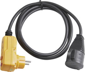 Személyvédős, gumi hálózati hosszabbítókábel védőkupakkal, fekete, 2 m, H07RN-F 3G 1,5 mm², Brennens