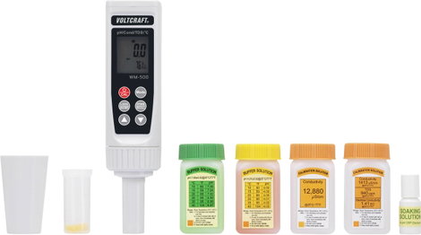 Folyadék elemező teszter, PH mérő, vezetőképesség, TDS, hőmérséklet mérő Voltcraft WM-500