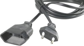 Euro dugós hálózati hosszabbítókábel, fekete, 5 m, H03VVH2-F 2 x 0,75 mm², 1456.0509.2
